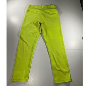 Muscle Nation Womens Neon Lime Green Scrunch Butt High Waist Cropped Leggings L